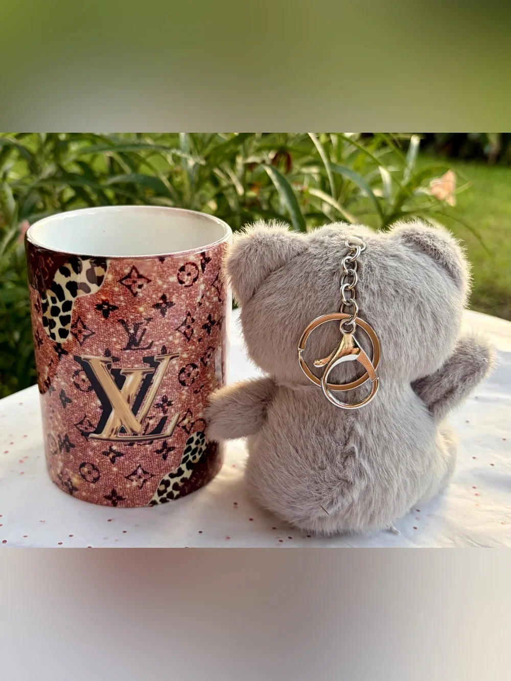 New Grey Bear Plush Keychain, bag charm, backpack, etc…With Brown Paw Accents